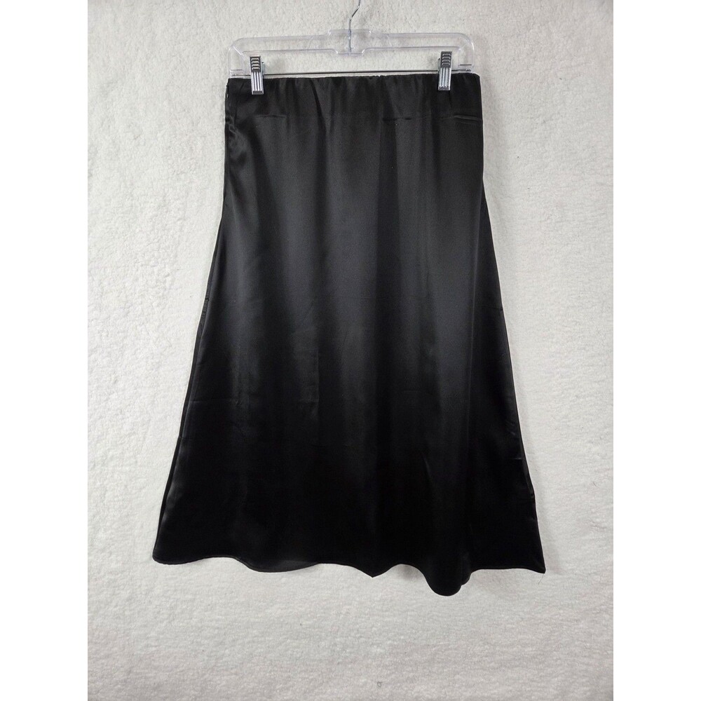 Womens Whimsigoth Dark Coquette Satin Slip Skirt M‎ Black 90's Grunge Ethereal